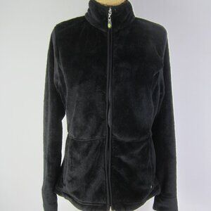 DAKINI Women M Black Mock Neck LS Full Zip Fleece Jacket Soft Pockets Comfy